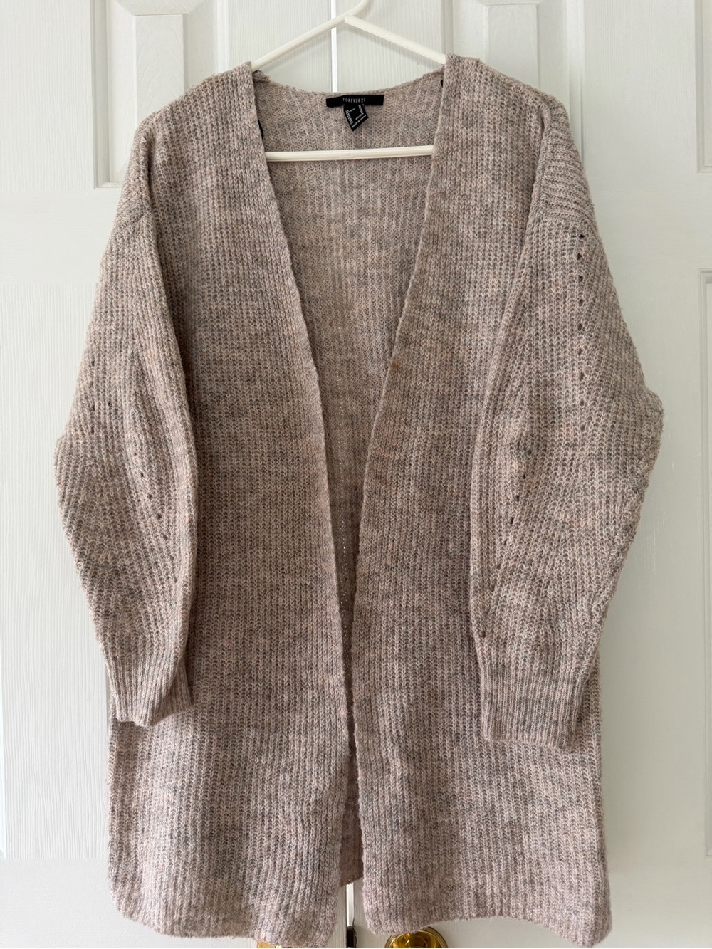 Forever 21 Beige Open-Front Chunky Knit Cardigan